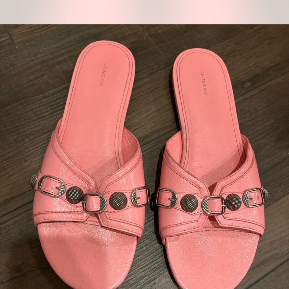 Balenciaga Pink Mules with Decorative Strap